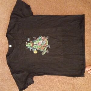 Extra large black world turtle alien pirate shirt